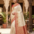 new designer fancy indian banarsi white zari saree