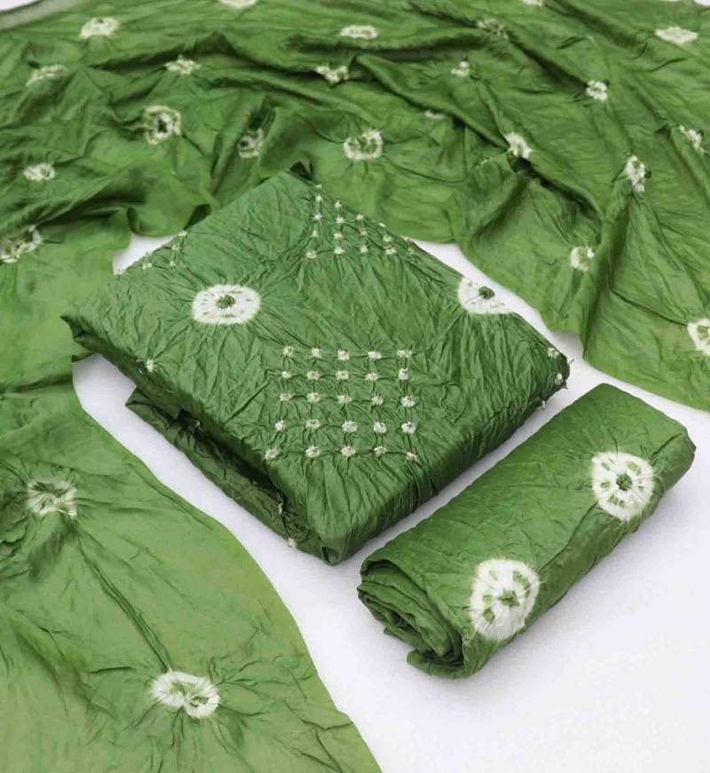 bandhani dyed unstitched dress material