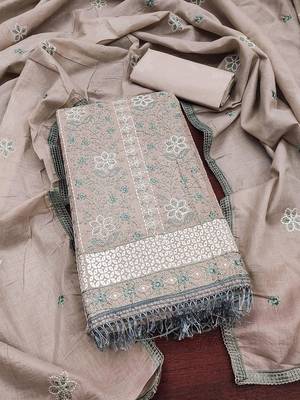 embroidered cotton unstitched dress material 1