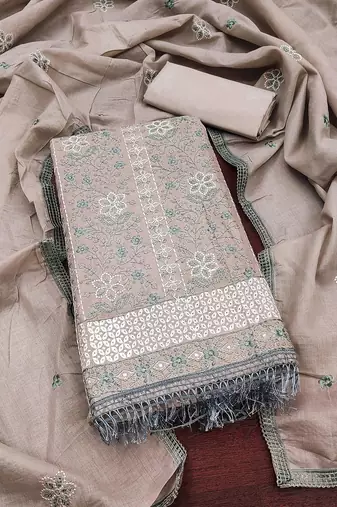 embroidered cotton unstitched dress material