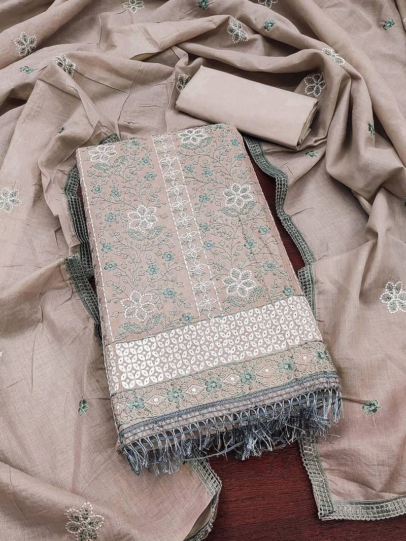 embroidered cotton unstitched dress material