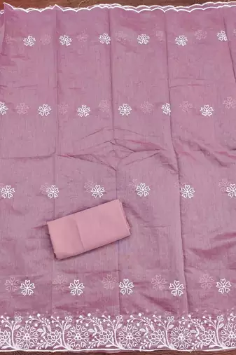 lavender chanderi embroidery work unstitched dress material