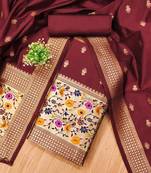 ethnic motifs woven design zari unstitched dress material