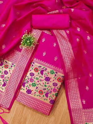 ethnic motifs woven design unstitched dress material 2