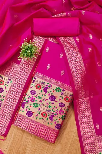 ethnic motifs woven design unstitched dress material