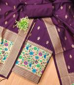 ethnic motifs woven design zari unstitched dress material