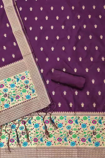 ethnic motifs woven design zari unstitched dress material