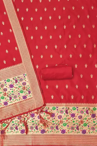 ethnic motifs woven design zari unstitched dress material