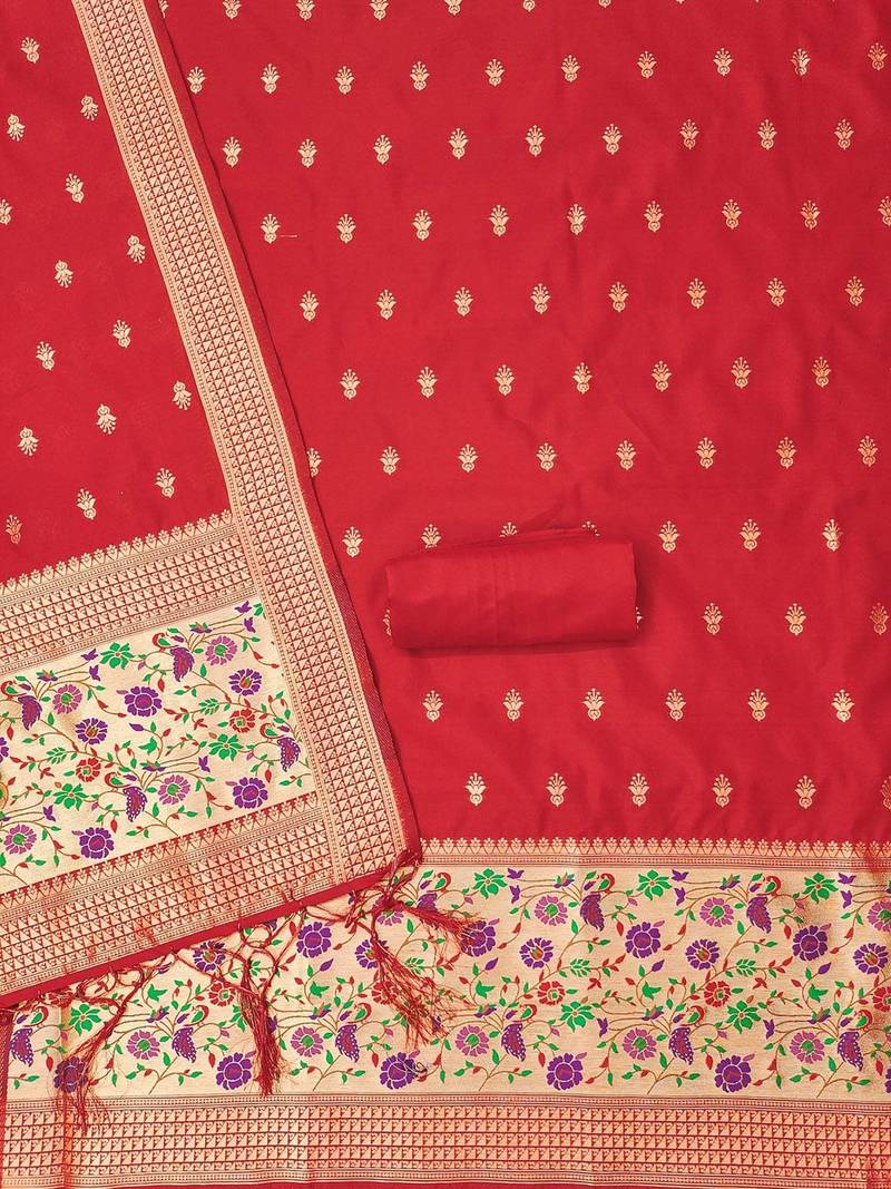 ethnic motifs woven design zari unstitched dress material