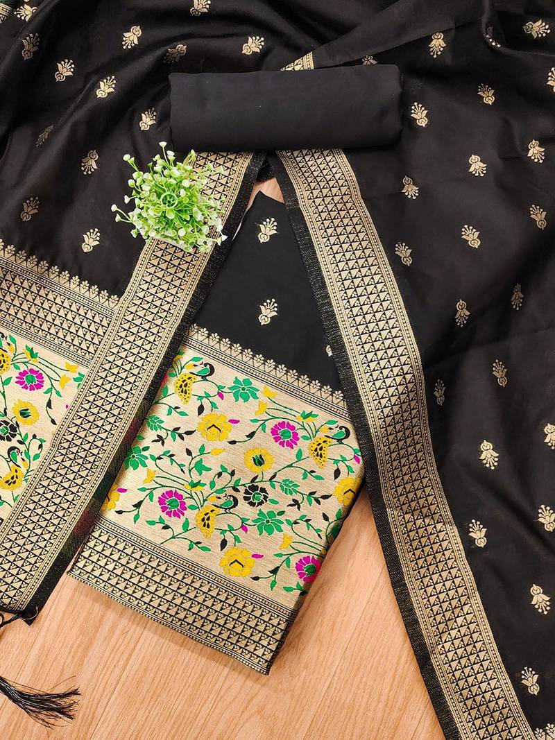 ethnic motifs woven design unstitched dress material