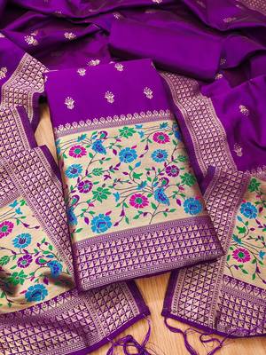 ethnic motifs woven design unstitched dress material 2