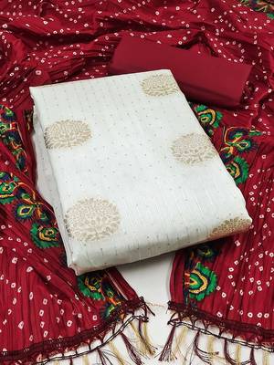 ethnic motifs woven design jacquard unstitched dress material 2