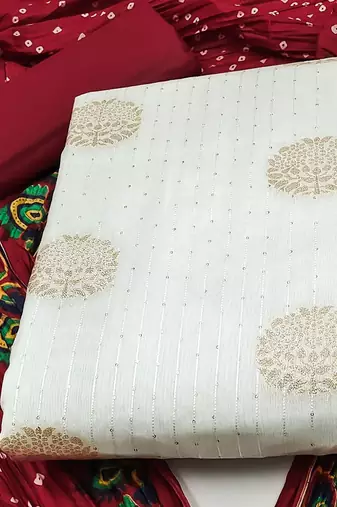 ethnic motifs woven design jacquard unstitched dress material