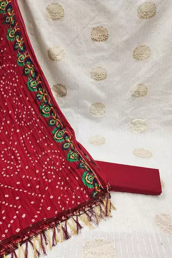 ethnic motifs woven design jacquard unstitched dress material
