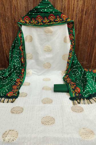 ethnic motifs jacquard woven design sequinned detailed unstitched dress material