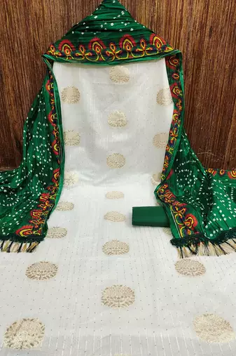 ethnic motifs jacquard woven design sequinned detailed unstitched dress material
