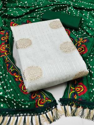ethnic motifs jacquard woven design sequinned detailed unstitched dress material 2