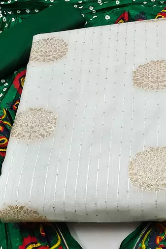ethnic motifs jacquard woven design sequinned detailed unstitched dress material