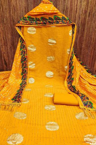 ethnic motifs woven design sequined unstitched dress material