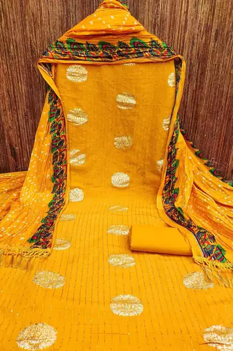 ethnic motifs woven design sequined unstitched dress material