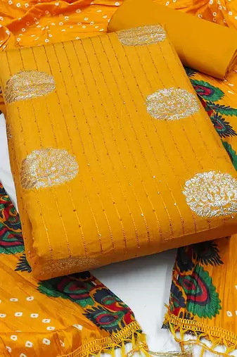 ethnic motifs woven design sequined unstitched dress material