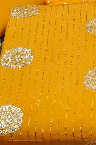 ethnic motifs woven design sequined unstitched dress material