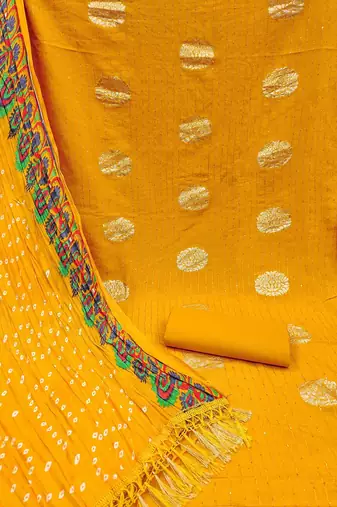 ethnic motifs woven design sequined unstitched dress material