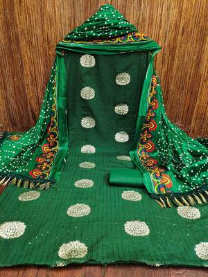 ethnic motifs woven design sequined unstitched dress material 1