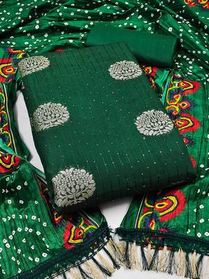 ethnic motifs woven design sequined unstitched dress material 2