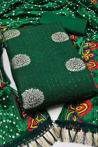 ethnic motifs woven design sequined unstitched dress material