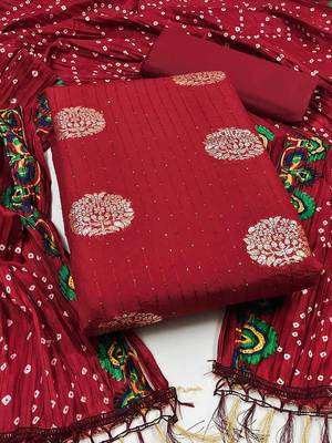 ethnic motifs jacquard woven design sequinned detailed unstitched dress material 2