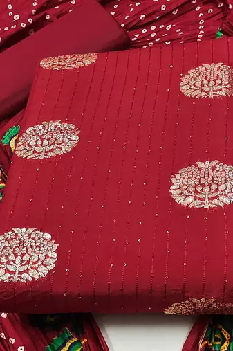 ethnic motifs jacquard woven design sequinned detailed unstitched dress material