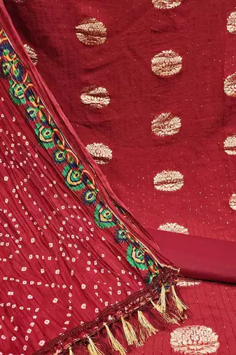 ethnic motifs jacquard woven design sequinned detailed unstitched dress material
