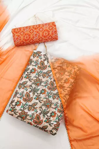 floral printed gotta patti unstitched dress material