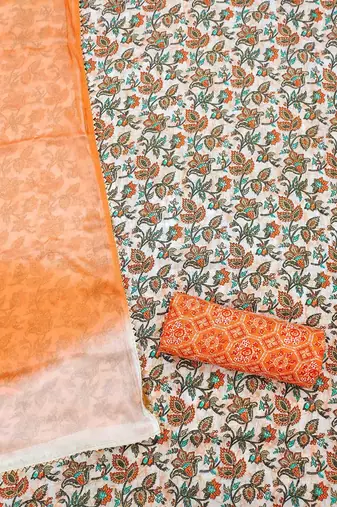 floral printed gotta patti unstitched dress material