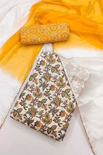 ethnic motifs printed unstitched dress material