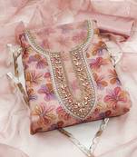 floral printed organza beads and stones unstitched dress material