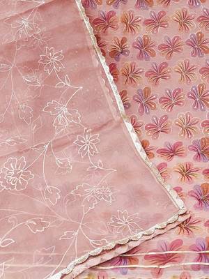 floral printed organza beads and stones unstitched dress material 3