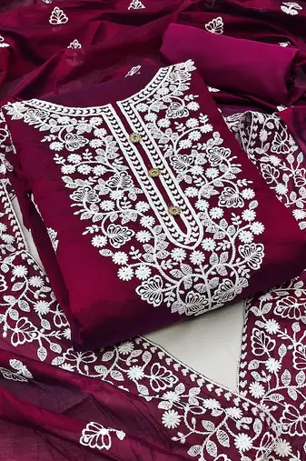 embroidered unstitched dress material