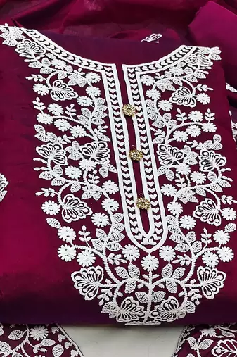 embroidered unstitched dress material
