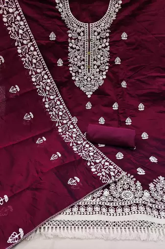 embroidered unstitched dress material