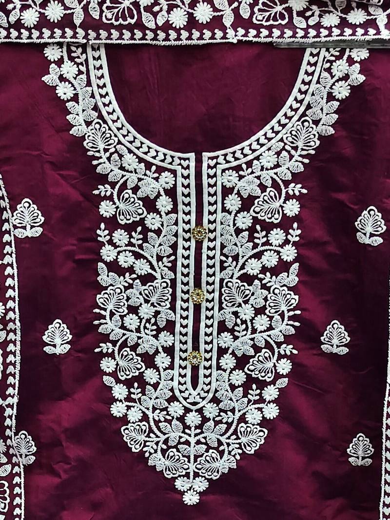 embroidered unstitched dress material