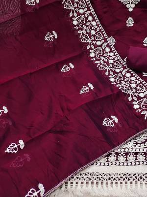 embroidered unstitched dress material 5