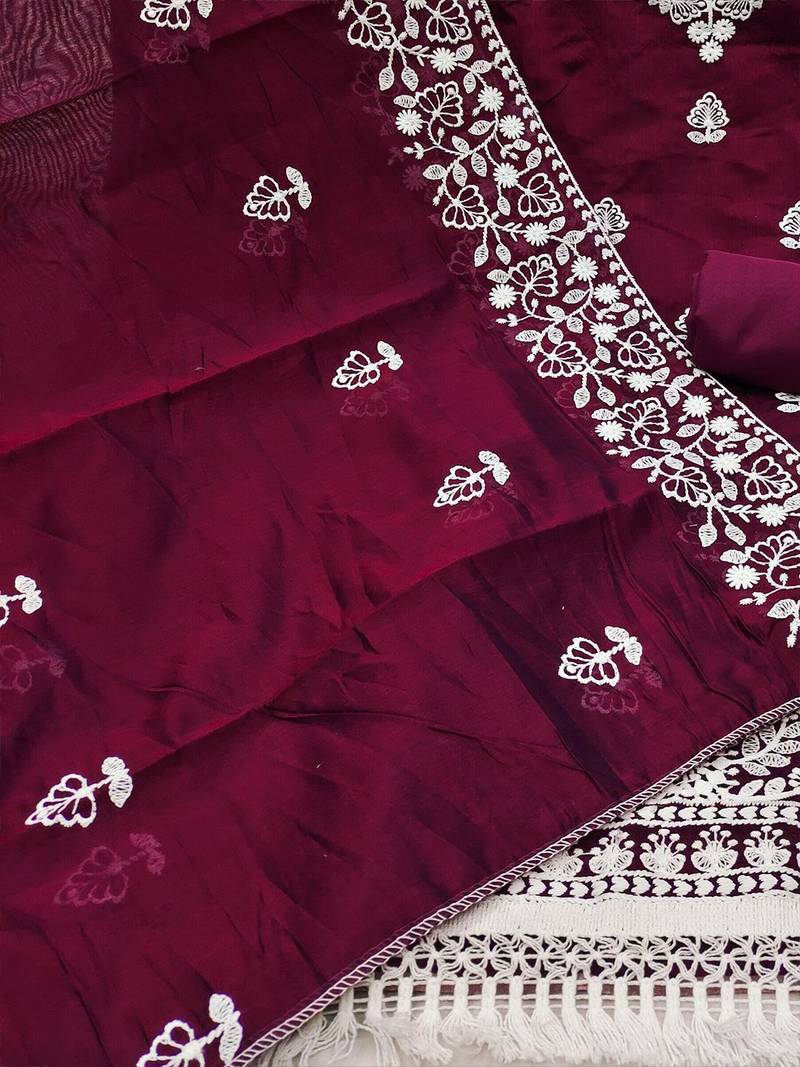 embroidered unstitched dress material