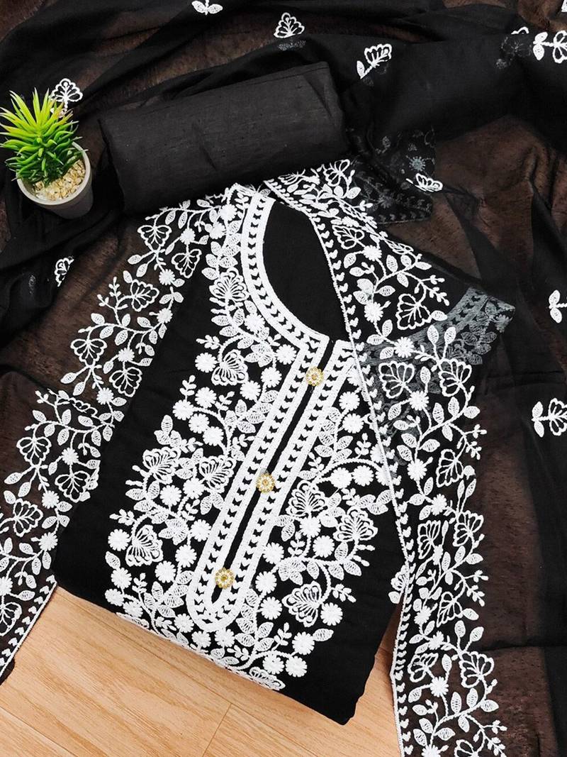 embroidered unstitched dress material