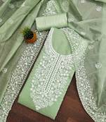 embroidered chanderi cotton unstitched dress material