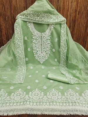 embroidered chanderi cotton unstitched dress material 2