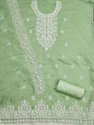 embroidered chanderi cotton unstitched dress material 3