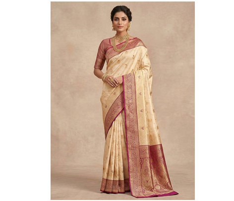 new fancy designer banarsi white zari saree 2