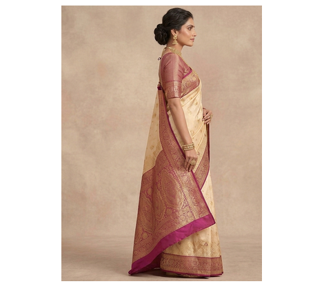 new fancy designer banarsi white zari saree 3